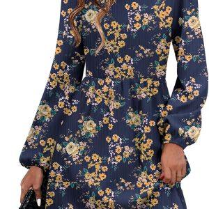 Zeagoo Women's Fall Sweater Dresses with Pockets Crew Neck Long Sleeve A-Line Dresses for Women 2025 Casual Winter Dresses